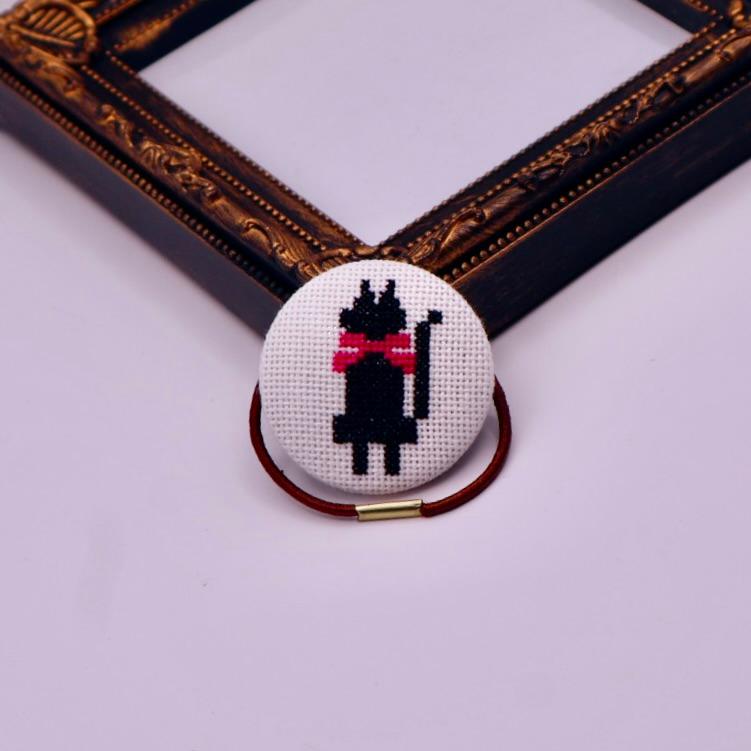 黒猫 ハロウィン くるみボタン クロスステッチ刺繍 | 2枚目